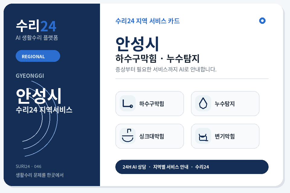 수리24 안성시 하수구막힘·누수탐지 센터 명함형 지역센터 이미지