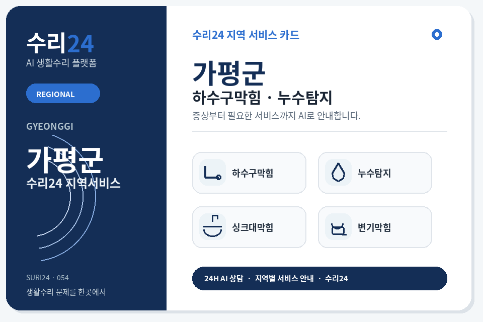 수리24 가평군 하수구막힘·누수탐지 센터 명함형 지역센터 이미지