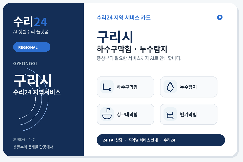 수리24 구리시 하수구막힘·누수탐지 센터 명함형 지역센터 이미지