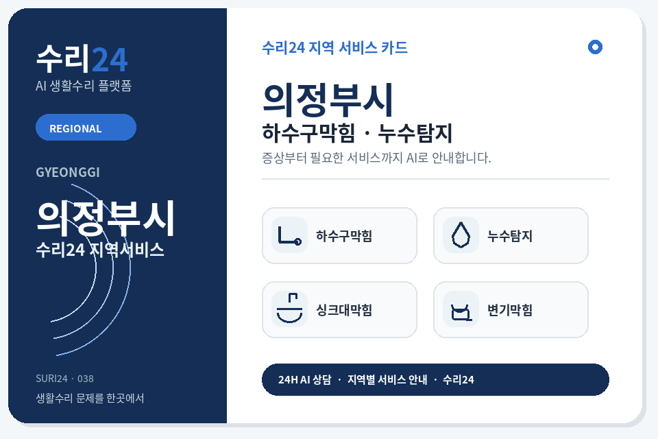 수리24 의정부시 하수구막힘·누수탐지 센터 명함형 지역센터 이미지