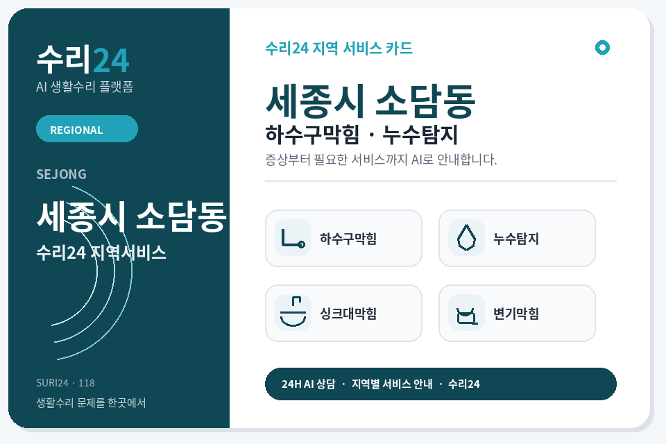 수리24 소담동 하수구막힘·누수탐지 센터 명함형 지역센터 이미지