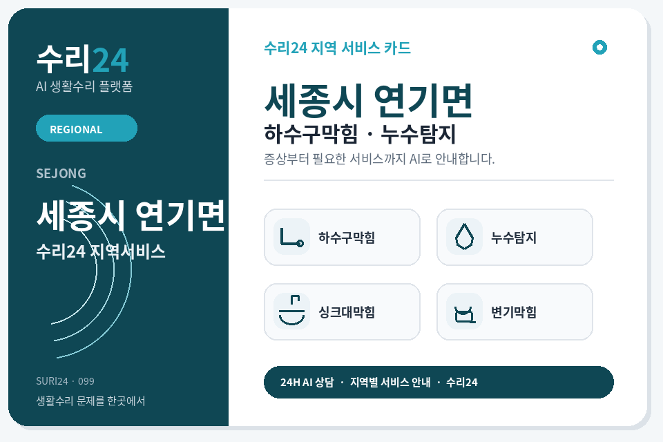 수리24 연기면 하수구막힘·누수탐지 센터 명함형 지역센터 이미지